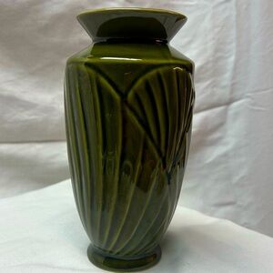 Vintage mid century modern art deco style green pottery.